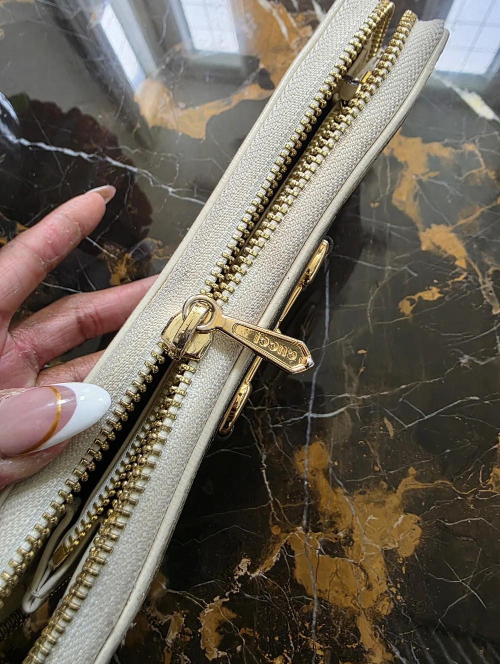 Gucci Horsebit Nuetral Tone Long Wallet 7.5x4 ZIPPER BROKEN - Picture 7 of 12